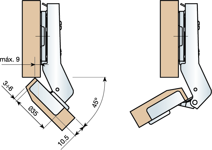Mesuco 143 rapid 45-155 degree technical diagram