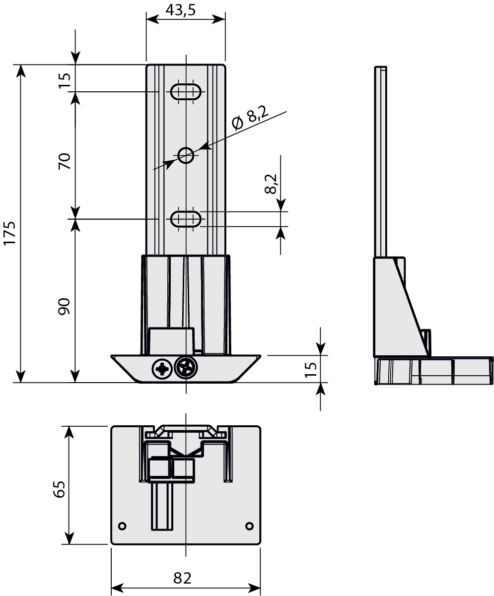 Lower support fitting 32mm